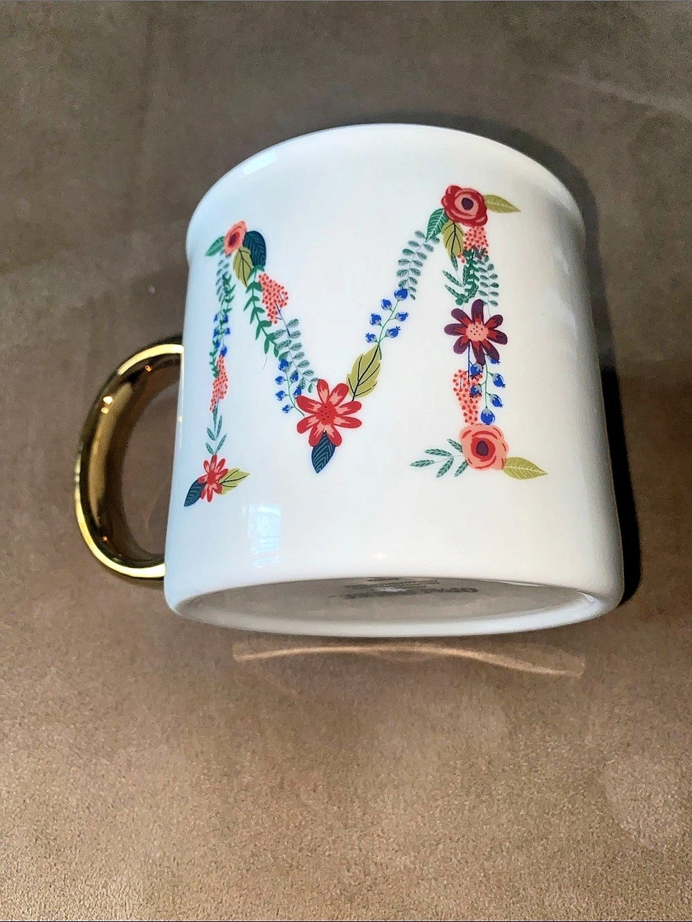 Opalhouse Floral Monogram Mug Letter M White & Gold
